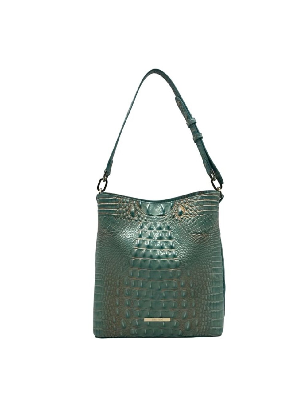 Brahmin Teal Croc-Embossed Leather Tote Bag